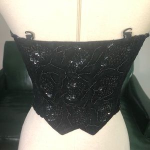 Vintage | Tops | Beaded Black Velvet Vintage Bustier | Poshmark